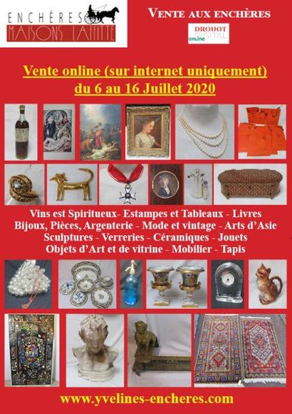 Online sale : Wines and Spirits - Books - Prints, drawings, paintings - Fashion and Jewelry - Tableware - Ceramics - Glassware - Works of Art and window displays - Furniture - Textiles - Carpets