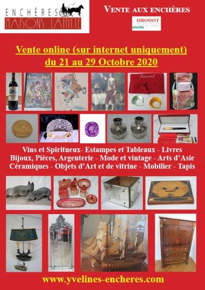 Online sale : Wines and spirits - Graphic arts - Coins - Silverware - Jewelry and precious stones - Fashion and vintage - Tableware - Works of art and window displays - Asian arts - Furniture - Textiles and carpets