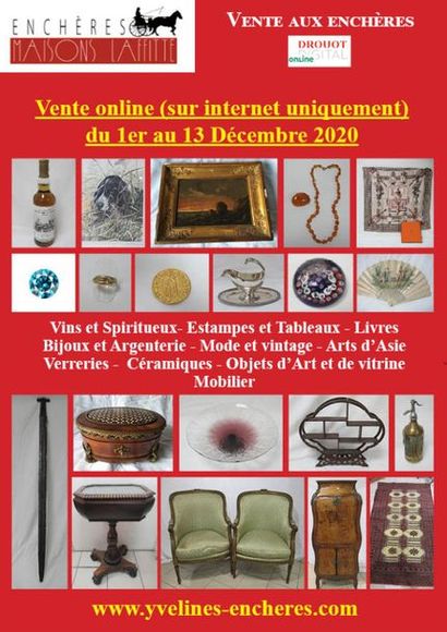 Vente online : Vins et Spiritueux - Livres - Estampes, dessins, tableaux - Mode et Bijoux - Arts de la Table - Céramique - Verrerie - Objets d'Art et de vitrine - Mobilier - Textiles - Tapis