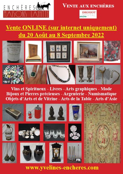 Online sale : Wines and Spirits - Books - Graphic Arts - Fashion Jewelry and Precious Stones - Silverware - Numismatics - Works of Art and Display - Tableware - Asian Art - Small Scale Models
