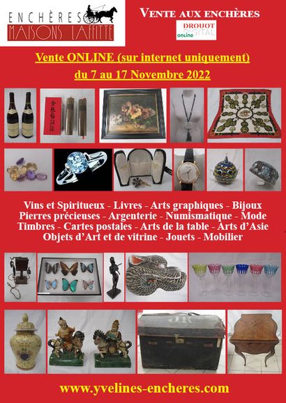 Online sale : Wines and Spirits - Books - Graphic Arts - Fashion - Jewelry and Precious Stones - Silverware - Numismatic - Tableware - Asian Art - Furniture