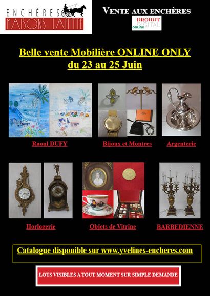 BELLE VENTE MOBILIÈRE ONLINE ONLY : JAPANESE ESTAMPES - DRAWINGS (including a watercolor by Raoul DUFY) - JEWELRY - SILVER - ART AND GLASS OBJECTS