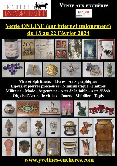 VENTE ONLINE : VINS ET ALCOOLS - LIVRES - ARTS GRAPHIQUES - TIMBRES - NUMISMATIQUE - BIJOUX ET ARGENTERIE - MODE -MODE - OBJETS D'ART ET DE VITRINE - ARTS D'ASIE - CÉRAMIQUES - VERRERIE - ARTS DE LA TABLE -MOBILIER - TAPIS