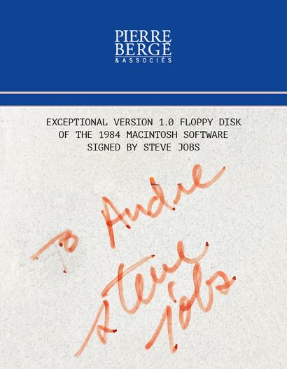Exceptional version 1.0 floppy disk of the 1984 Macintosh software signed by Steve Jobs