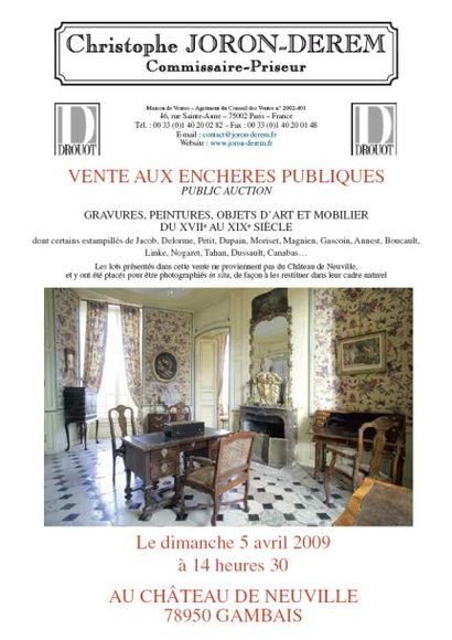 Vente Château de Neuville - Mobilier Objets d'Art