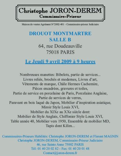 Vente à Drouot Montmartre - Salle B