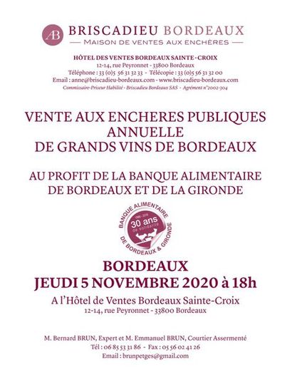 [SALE MAINTAINED] SALE OF BORDEAUX WINES TO BENEFIT THE FOOD BANK