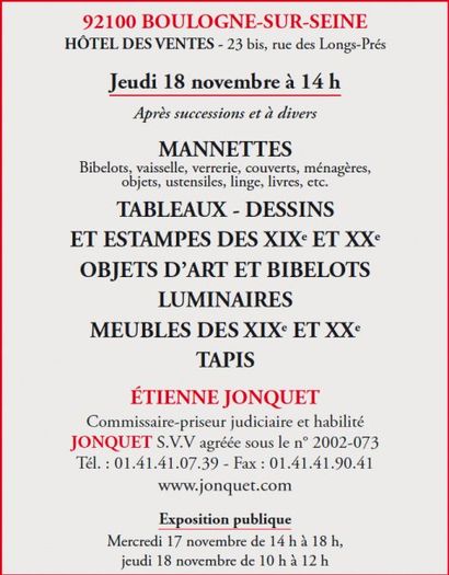 Meubles et objets d'art, manettes