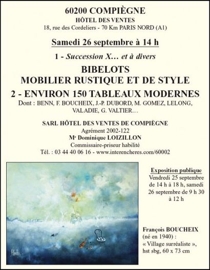 TABLEAUX MODERNES - MEUBLES ET OBJETS MOBILIERS