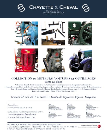 COLLECTION DE MOTEURS, VOITURES ET OUTILLAGES  - VENTE SUR PLACE