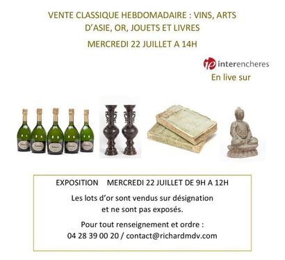 Vente classique : vins, arts d'Asie, livres, jouets et or