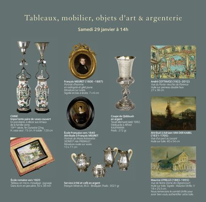 Tableaux, mobilier, objets d'art et argenterie