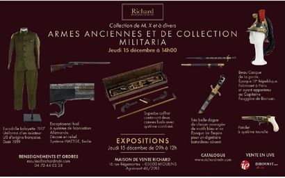 Armes anciennes et de collection - Militaria / Collection de M. X et à divers 