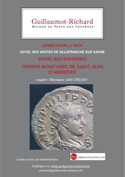 Numismatique: trésor monétaire de Saint Jean d'Ardières et divers