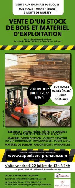 VENTE D'UN STOCK DE BOIS & MATERIELS D'EXPLOITATION