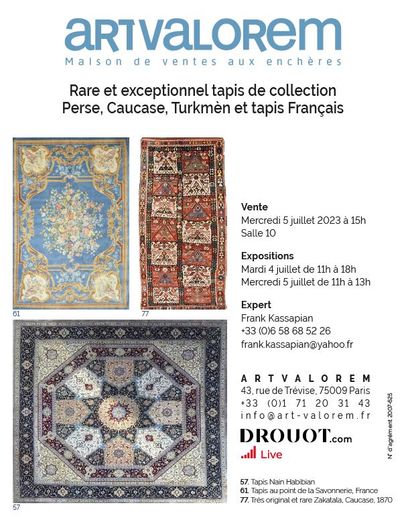 Collectible Persian, Caucasian, Turkmen and French rugs