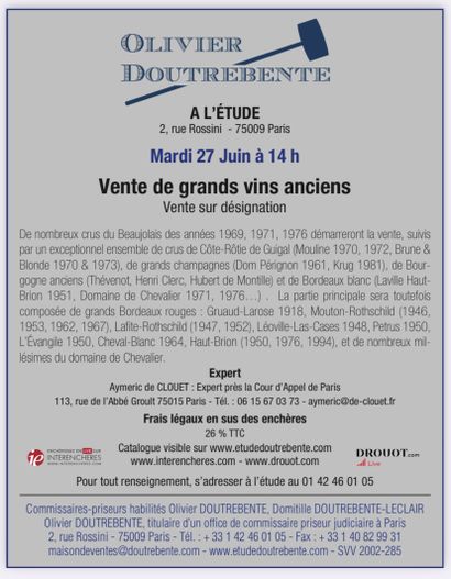 Vente de grands vins anciens