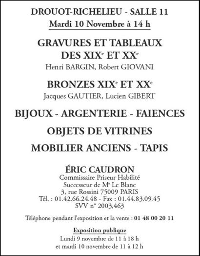 Meuble et objets d'art