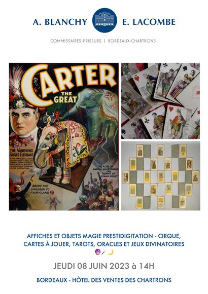 AFFICHES ET OBJETS MAGIE PRESTIDIGITATION - CIRQUE, CARTES À JOUER, TAROTS, ORACLES ET JEUX DIVINATOIRES