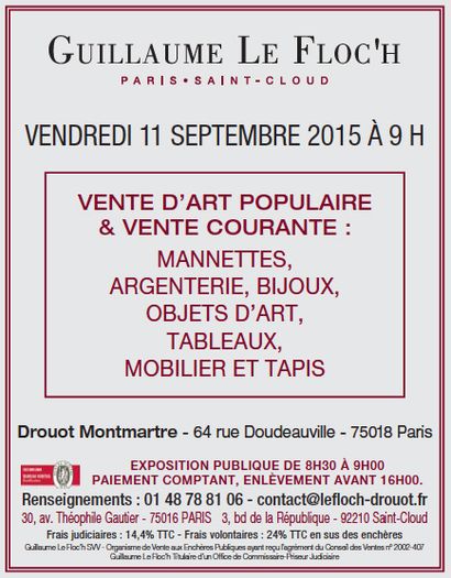 VENTE D’ART POPULAIRE & VENTE COURANTE