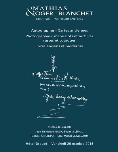 Autographes, cartes anciennes, photographies, manuscrits et archives russes et cosaques, livres anciens et modernes