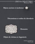Bijoux anciens & modernes Décorations et ordres de chevalerie Monnaies Objets de vitrines et argenterie