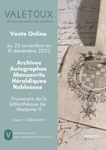 Vente Online du 25/11/22 au 10/12/22 - Archives, autographes, manuscrits, héraldiques & noblesses, provenant de la bibliothèque de Madame H.