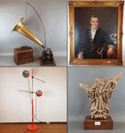 Collection de phonographes, vins, tableaux, objets de vitrine, vintage, mobilier, disques 78 tours, art africain