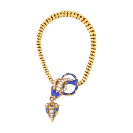 19th-century piece 
“Serpent” bracelet in 585‰ yel