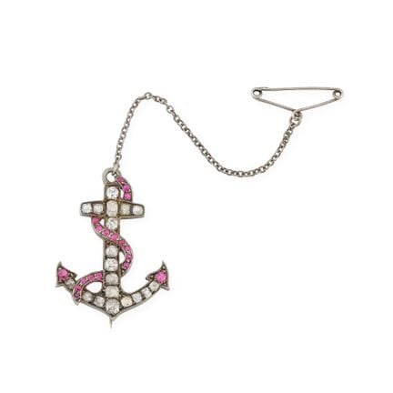 Late 19th-century piece 
“Nautical Anchor” brooch 