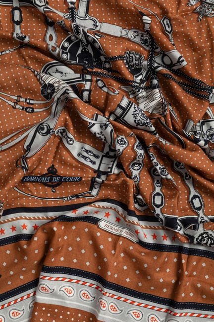 HERMES Paris, made in France—Printed cashmere and 