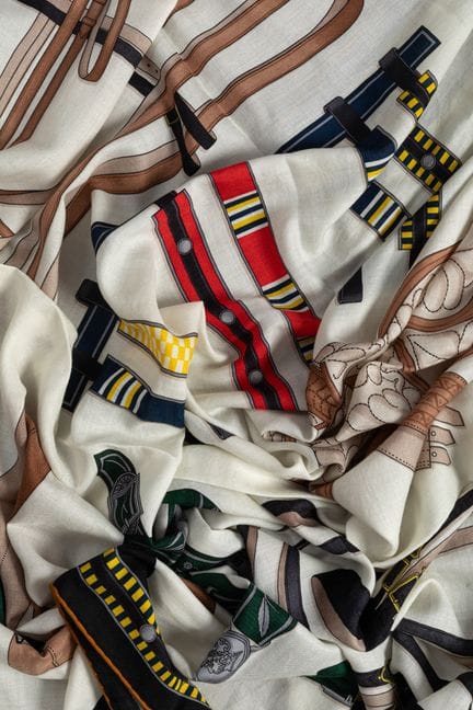HERMES Paris, made in France - Printed cashmere an