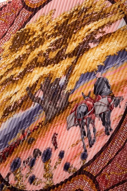 HERMES Paris, made in France—Printed, pleated silk