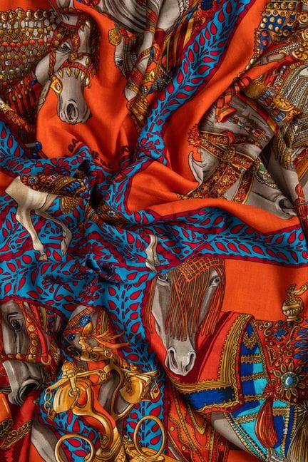 HERMES Paris, made in France—Printed cashmere and 