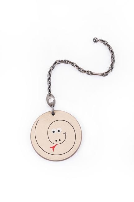 HERMES Paris, made in France - Ecru leather keycha
