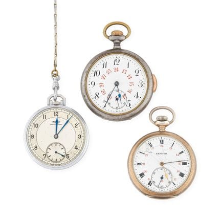 UHREN-SET 
Set aus drei Taschenuhren aus Metall, d