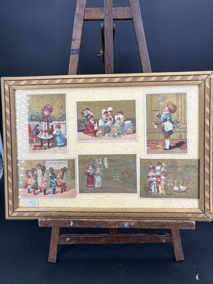 "Le bon marché", encadrement, cinq cartes lithogra