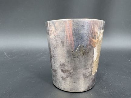 Christofle Timbale  en métal argenté monogramme CM
