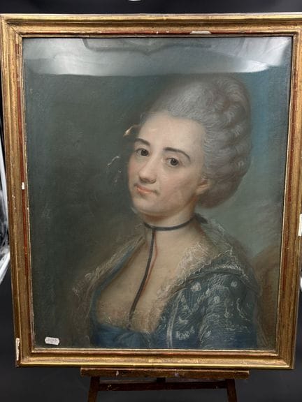 法国画派，《一位女士的肖像》，粉彩画，未署名——59x49厘米