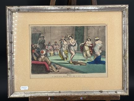东方主义题材画作，上色版画，题为《非洲》，意大利作品
可见尺寸 47.5 × 26 厘米。