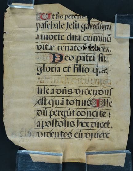 An important leaf from a liturgical manuscript in 