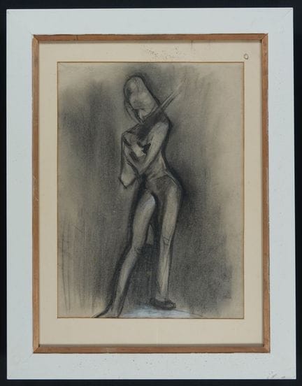 Charcoal drawing "The Warrior," unsigned
bears a c