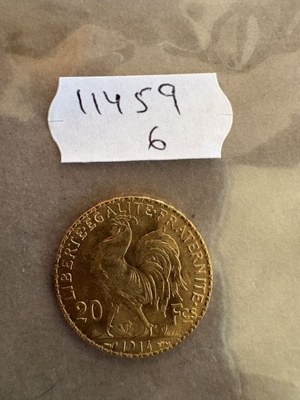1 20-franc coin, gold, Rooster