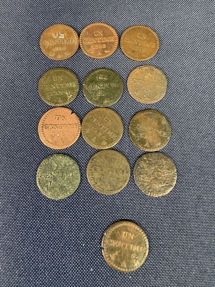 A set of 13 small change coins from the Directoire