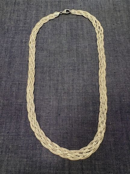Collar de plata, malla plana trenzada, 17,7 g, 44 