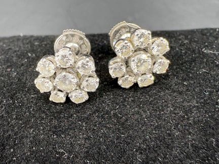 Pair of stud earrings, in white gold, with an alpa