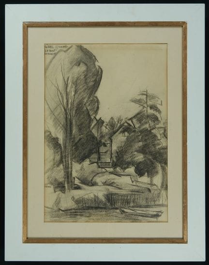 École Française - "Greize sur Loing", dessin au fu