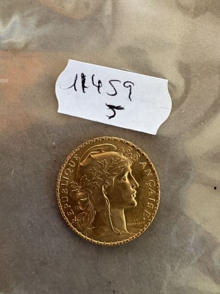 1 20-franc coin, gold, Rooster