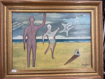 Surribas, "The Beach," oil on canvas, signed lower