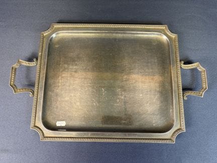 Silver plated metal tray with palmette design — 33